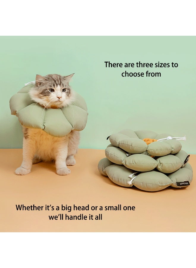 ILovhaprty Green Flower Cat Cone Collar, Cute Waterproof Cat Recovery Collar, Anti-Bite Lick Wound Healing Safety Elizabethan e Collar for Cats All-Season Style for Cats weighing 2.5-5kg - Image 2