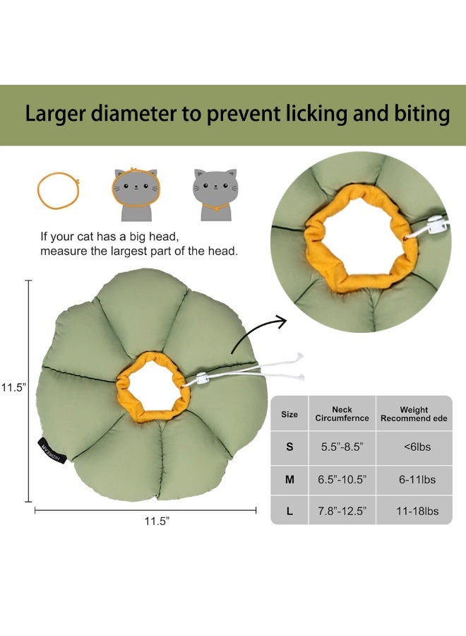 ILovhaprty Green Flower Cat Cone Collar, Cute Waterproof Cat Recovery Collar, Anti-Bite Lick Wound Healing Safety Elizabethan e Collar for Cats All-Season Style for Cats weighing 2.5-5kg - Image 3