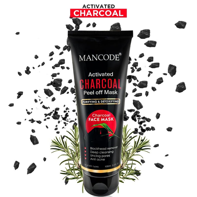 MAN CODE Mancode Charcoal Peel Off Mask for Men  Removes Blackheads and Whiteheads  Active Effect  Deep Skin Purifying Cleansing 100gm  - Image 3