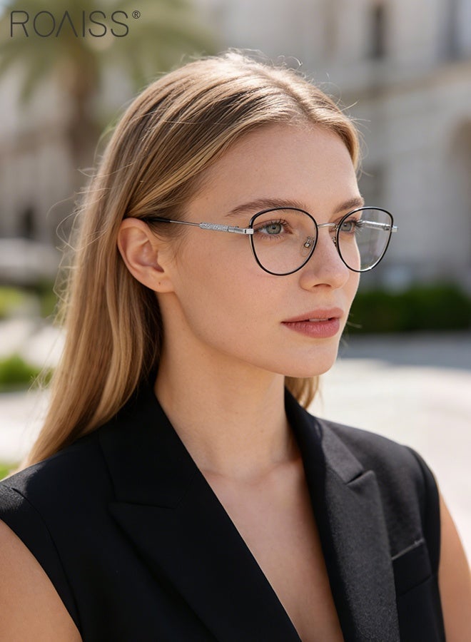 roaiss Women's Blue Light Blocking Sunglasses Anti UV and Glare Blue Light Filter Computer Glasses Cat Eye Photochromic Anti Eyestrain Headache Eyewear Black Silver - Image 2