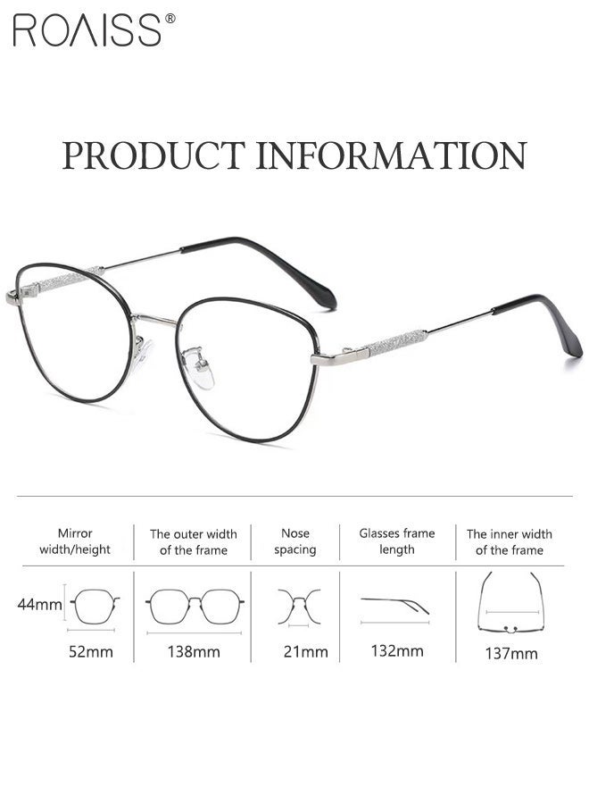 roaiss Women's Blue Light Blocking Sunglasses Anti UV and Glare Blue Light Filter Computer Glasses Cat Eye Photochromic Anti Eyestrain Headache Eyewear Black Silver - Image 4