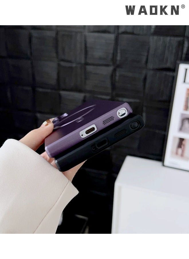 WAOKN Magsafe Samsung Galaxy S24 Ultra Mobile Phone Case Magnetic Absorption Wireless Charging with Lens Film Soft Cover Purple  - Image 5