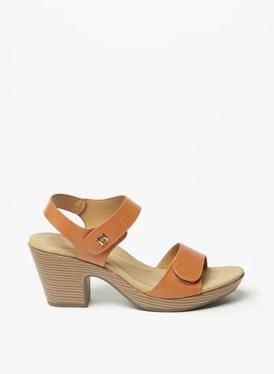 Flora Bella By Shoexpress Womens Solid Block Heel Strap Sandals With Hook And Loop Closure By Shoexpress