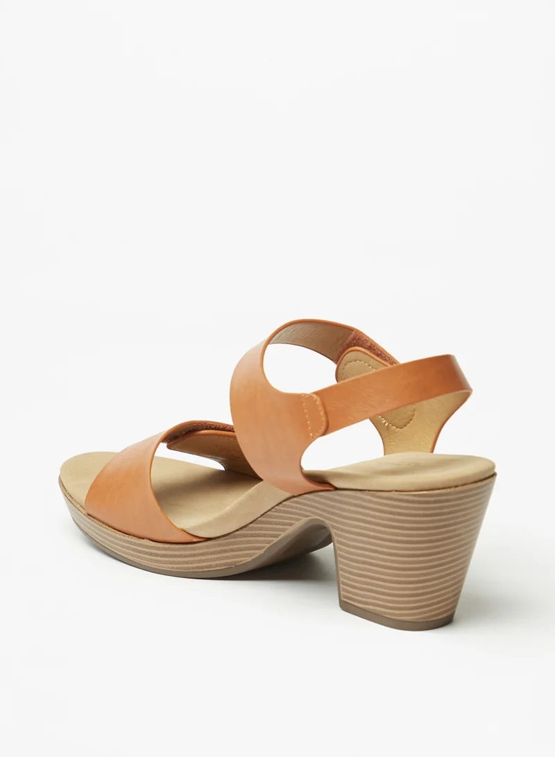 Flora Bella By Shoexpress Womens Solid Block Heel Strap Sandals With Hook And Loop Closure By Shoexpress