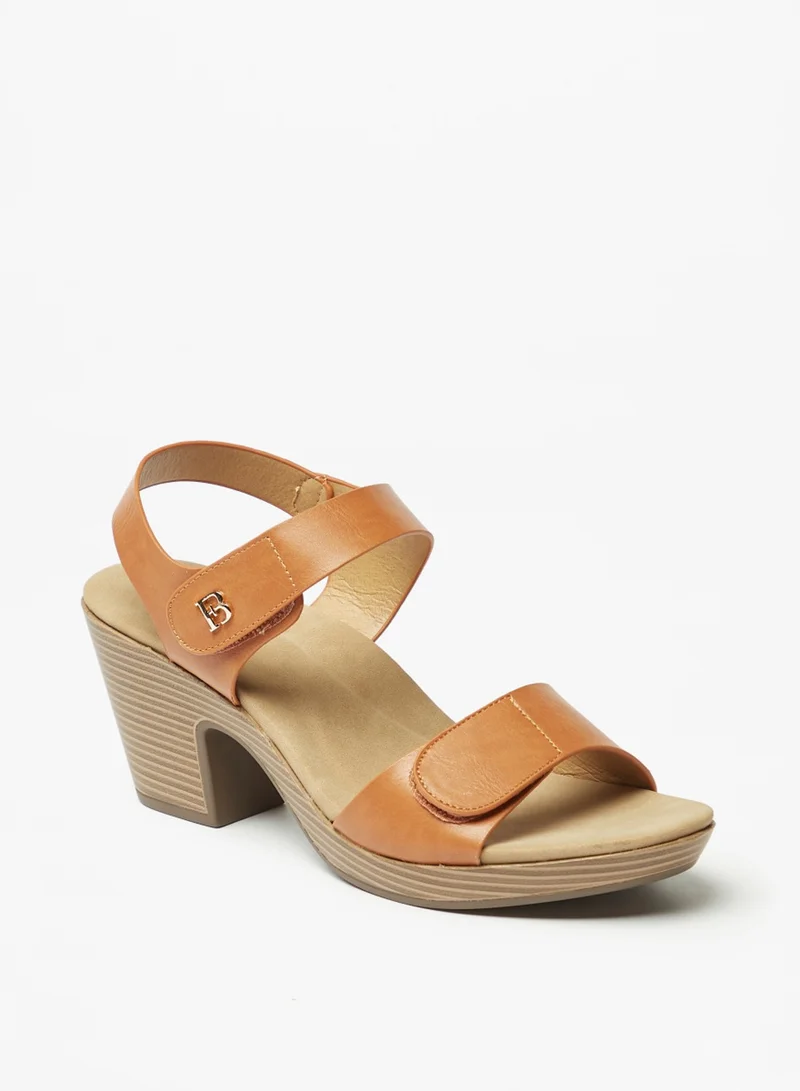 Flora Bella By Shoexpress Womens Solid Block Heel Strap Sandals With Hook And Loop Closure By Shoexpress