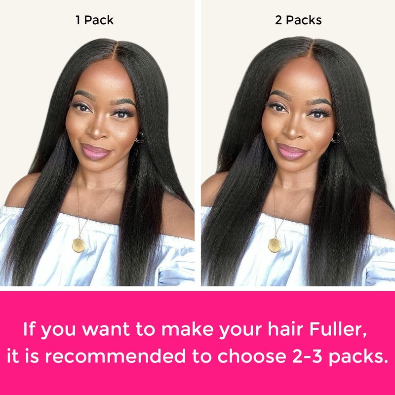 Lashey Human Hair Extensions Clip in Hair Extensions 100% Remy Human Hair Kinky Straight 110g Seamless Clip in Hair Extensions for Black Women 22 Inch Natural Black Human Hair - Image 5