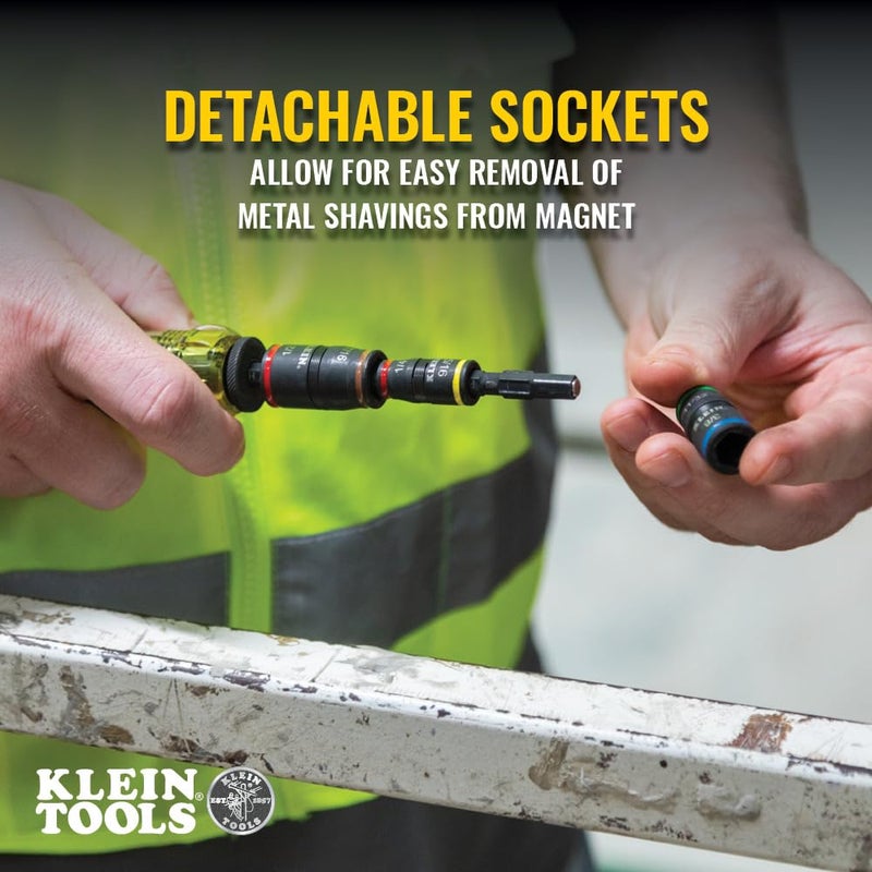 Klein Tools 32768 Impact Driver Set, 3-in-1 SAE Impact Socket and Bit Holder, Flip Socket with Nut Drivers in 1/4 and 5/16 Hex Sizes, 3 and 5-Inch Lengths, 2-Piece - Image 5