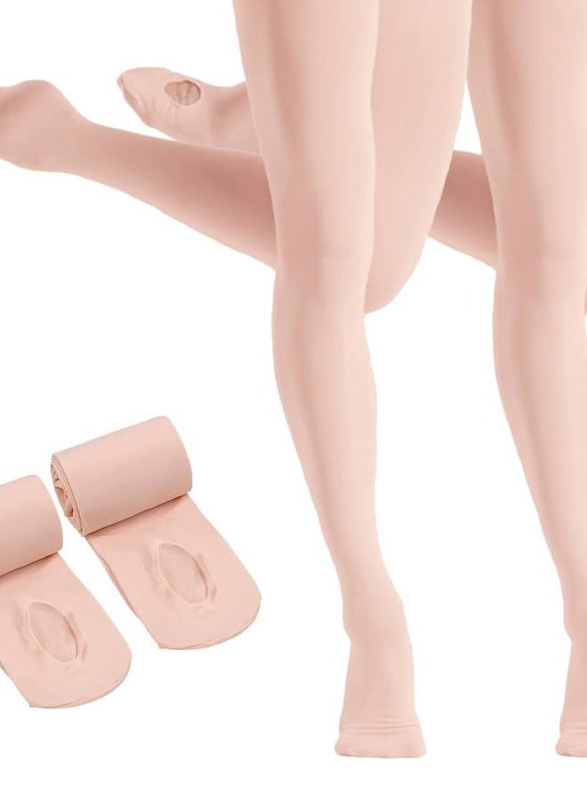 Heth 2 Pairs Ballet Tights for Girls,Dance Convertible Ballet Tights,Ultra Soft Ballet Ballet Footed Tights With Holes - - X-Large(12-16 Years) - Image 1