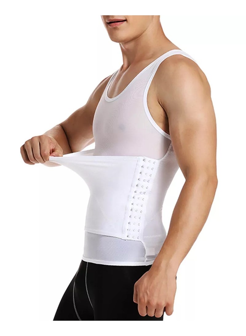 DubaiGallery Men'S Slimming Body Shaper Vest - Nylon 60% Spandex 40% Knit Fabric, Sleeveless Crew Neck Tummy Control Tank Top, High Stretch Solid Color, Skinny Fit - Image 1