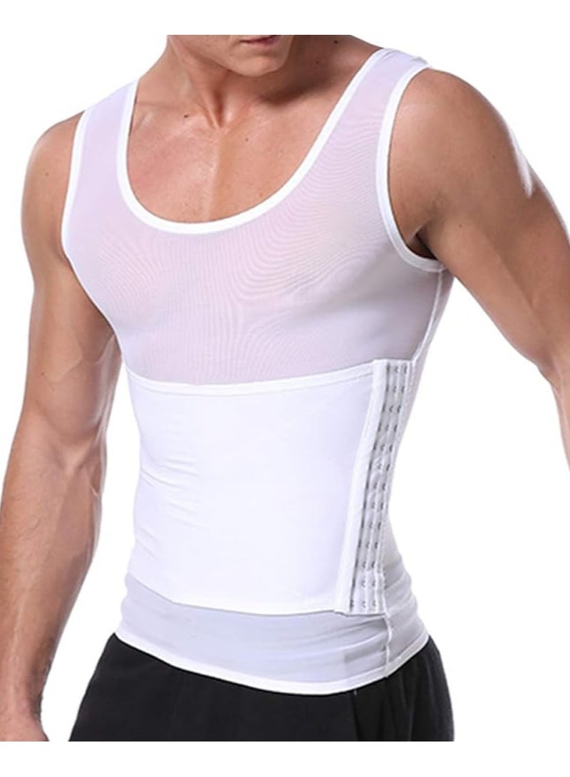 DubaiGallery Men'S Slimming Body Shaper Vest - Nylon 60% Spandex 40% Knit Fabric, Sleeveless Crew Neck Tummy Control Tank Top, High Stretch Solid Color, Skinny Fit - Image 4