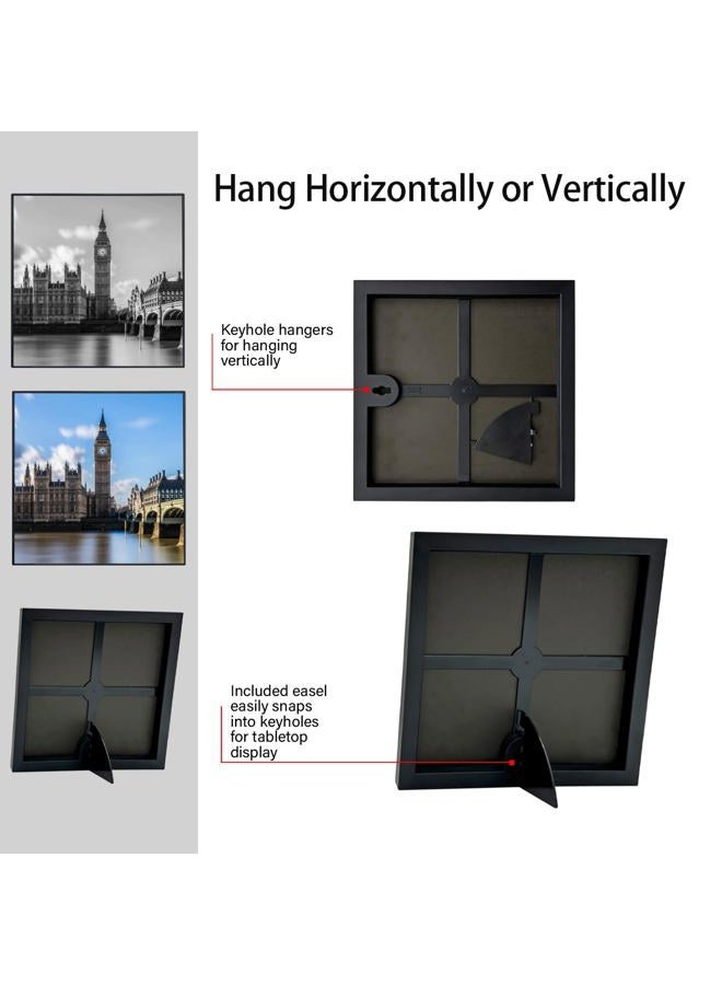 GOmaize Front Loading Black Picture Frame 8x8 Set of 6 Wall and Table Mounting - Image 3
