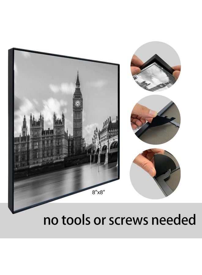 GOmaize Front Loading Black Picture Frame 8x8 Set of 6 Wall and Table Mounting - Image 5