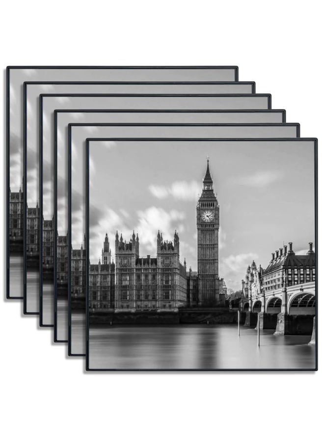 GOmaize Front Loading Black Picture Frame 8x8 Set of 6 Wall and Table Mounting - Image 1