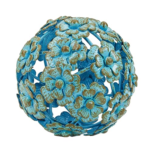 Everydecor Metal Decorative Sphere for Home Decor - Decorative Balls for Shelves, Centerpiece Bowls, Bookshelf - Decoration Orbs Accents for Living Room, Bedroom - Antique Blue Shelf Spheres - Image 1