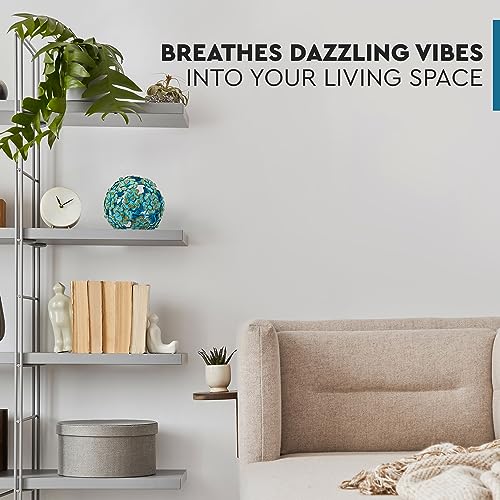 Everydecor Metal Decorative Sphere for Home Decor - Decorative Balls for Shelves, Centerpiece Bowls, Bookshelf - Decoration Orbs Accents for Living Room, Bedroom - Antique Blue Shelf Spheres - Image 5