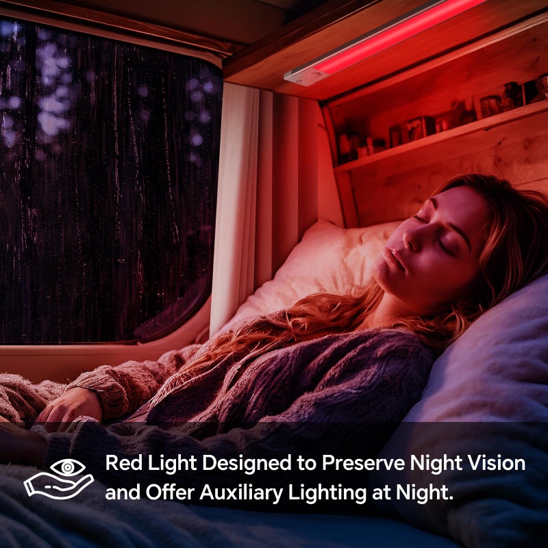 acegoo RV Interior LED Light Bar 12V LED Light Strip for Motorhome Camper Trailer Kitchen Countertop Under Cabinet Lighting, Integral Dimmer Switch & Red Night Light (Warm White, 12 inch) - Image 4