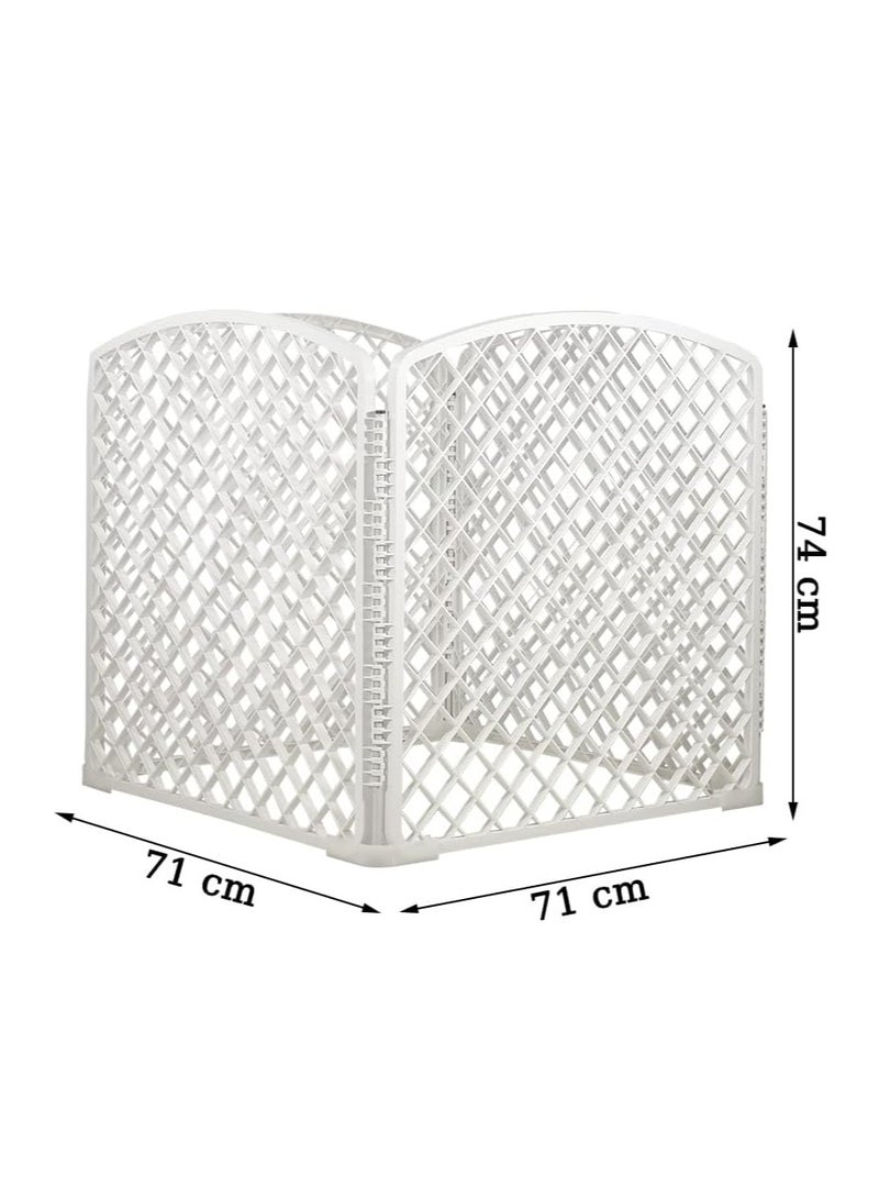 أن ان سي بيتس حظيرة لعب للكلاب الصغيرة والمتوسطة الحجم، حظيرة لعب بلاستيكية متينة للحيوانات الأليفة بتصميم مكون من 4 ألواح، هيكل شديد التحمل، مناسب للاستخدام الداخلي والخارجي، تصميم قابل للطي 74 سم (أبيض) - Image 2