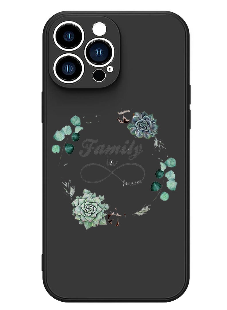 Theodor Protective Slim Fit Case Liquid Silicone Cover with Full Body Protection Anti-Scratch Shockproof Case For iPhone 15 Pro Black - Family is forever - Image 1