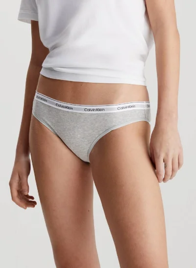 CALVIN KLEIN Women's 3 Pack Low Rise Bikini Briefs -  cotton stretch blend, orange/ Grey/ Blue