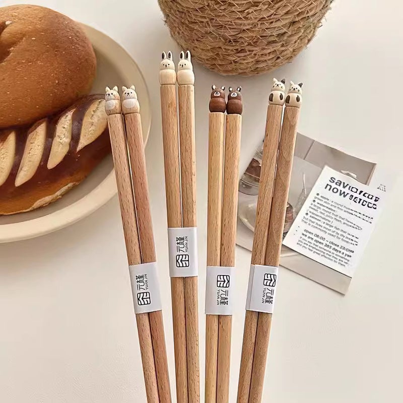 [Yuanjin Bamboo] Ins Cute Cartoon Beech Chopsticks Three-Dimensional Handmade Products Copyright Products Peer Self-Respect - Image 5