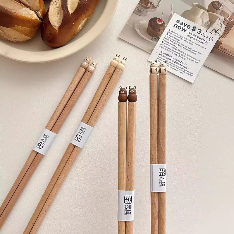 [Yuanjin Bamboo] Ins Cute Cartoon Beech Chopsticks Three-Dimensional Handmade Products Copyright Products Peer Self-Respect - Image 4