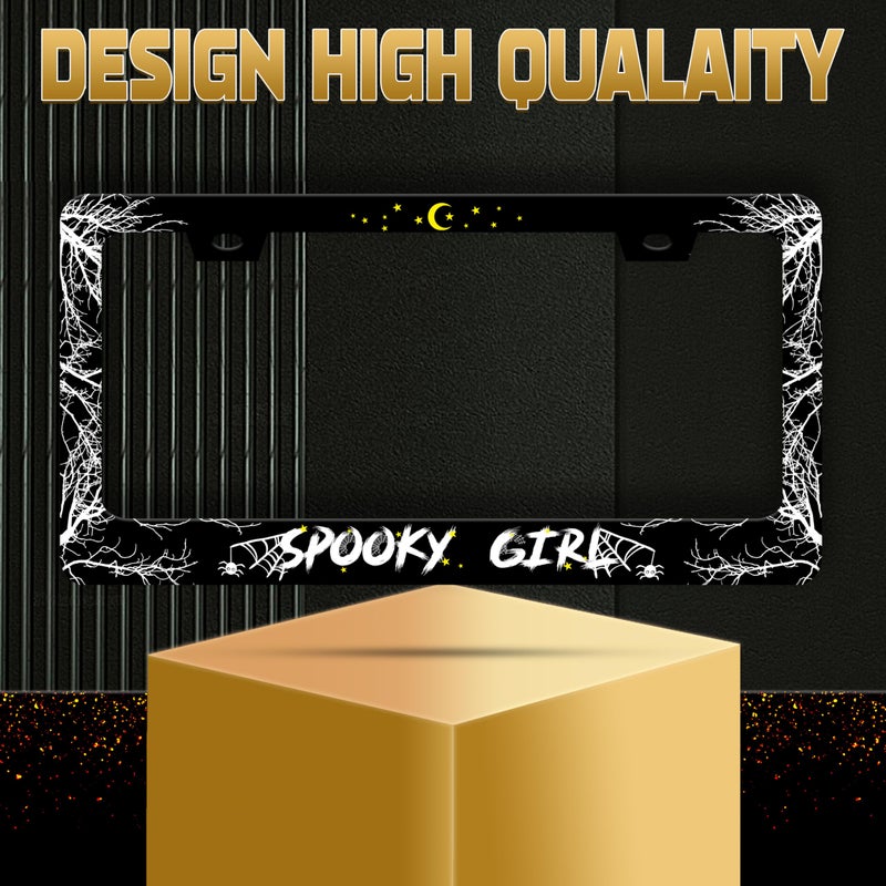 Omw2fyb Personalise Spooky Girl License Plate Frame Gothic License Plate Frames Car Universal Stainless Steel Accessories Cars Decor with 2 Holes and Screws Fits Standard Us Vehicles Size 12.2 X 6 Inches - Image 5