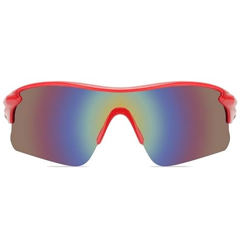 Dervin Non Polarized Oversized Sports Sunglasses for Men Women, Outdoor Cricket Cycling Hiking Fishing Sunglasses (Red-Yellow) - Image 2