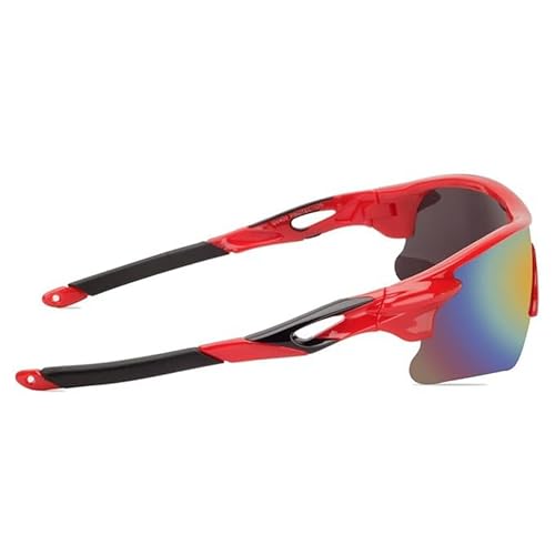 Dervin Non Polarized Oversized Sports Sunglasses for Men Women, Outdoor Cricket Cycling Hiking Fishing Sunglasses (Red-Yellow) - Image 3