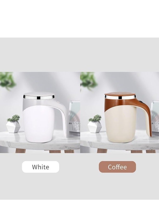 بلان A كوب قهوة ذاتي التحريك قابل لاعادة الشحن من الستانلس ستيل بسعة 380 مل مع غطاء، خليط مغناطيسي اوتوماتيكي لمخفوق الحليب والقهوة والشوكولاتة الساخنة (بيج) - Image 4