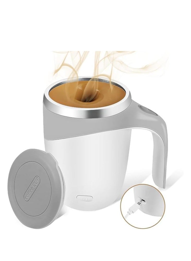 بلان A كوب قهوة ذاتي التحريك قابل لاعادة الشحن من الستانلس ستيل بسعة 380 مل مع غطاء، خليط مغناطيسي اوتوماتيكي لمخفوق الحليب والقهوة والشوكولاتة الساخنة (بيج) - Image 3