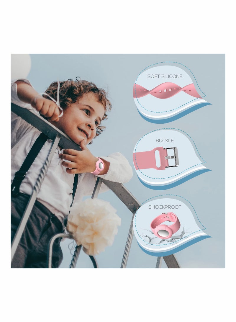 SYOSI 2 Pcs Airtag Wristbands for Kids Soft Silicone Bracelet Lightweight Waterproof Band Compatible with Apple Airtag Watch Band for Children and Toddler - Image 2