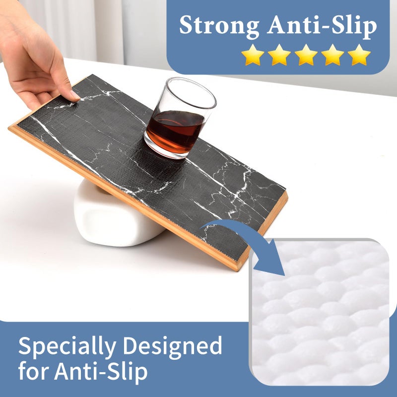 Kimhan Drawer and Shelf Liner for Kitchen Cabinet: 12 in X 20 Ft Non Slip Waterproof Shelf Paper Non Adhesive Refrigerator Liners Black Marble Easy Liners for Bathroom with Knife Tape Measure - Image 2