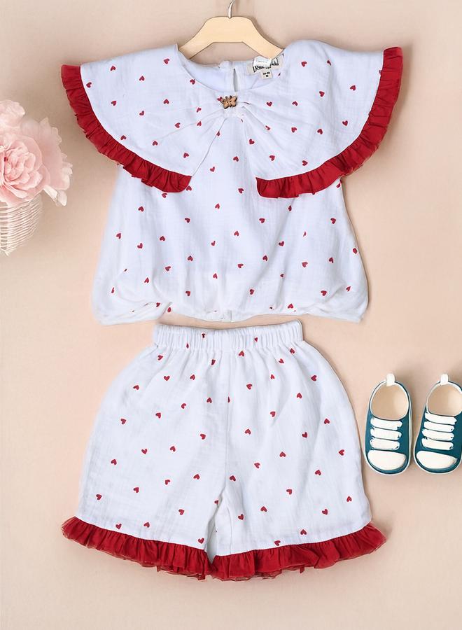 BELLA MODA BELLA MODA Printed Ruffled Detail Sleeveless Top and Shorts Set  - Image 1