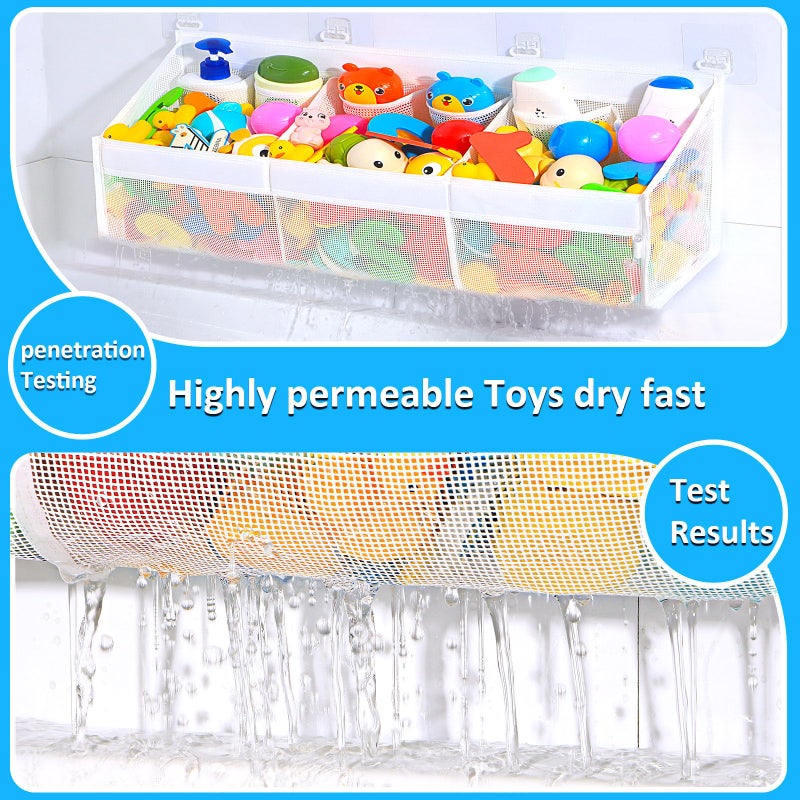 KPH has improved the bath toy holder experience, with the bathtub toy storage adding 6 pockets and a super breathable mesh bath toy storage that dries quickly, bath toy organizerï¼Œ Easy to use - Image 5