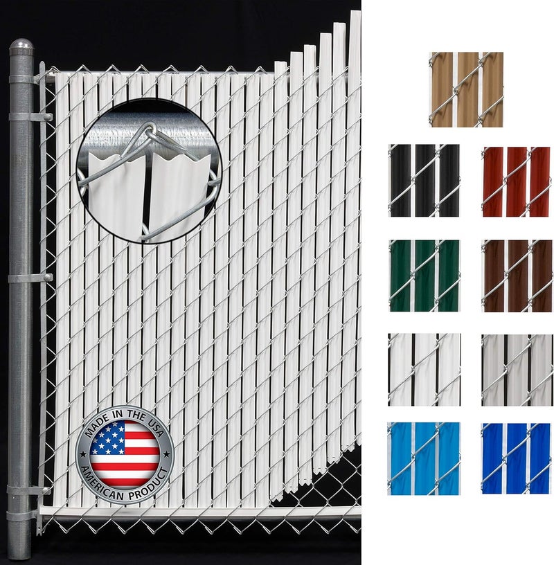 FenceSource Wave Slat (9 Colors) Single Wall Bottom Locking Privacy Slat for 4', 5', 6', 7' and 8' Chain Link Fence (8 ft, White) - Image 1