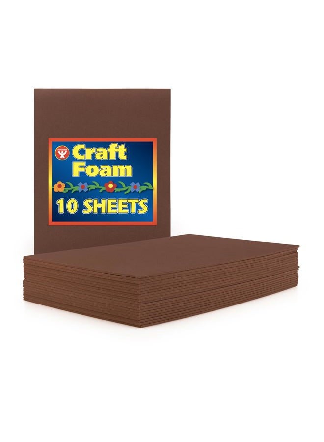 Hygloss Sheets for Crafts Colorful Foam for DIY Arts & Craft, Brown, 10 Piece - Image 1