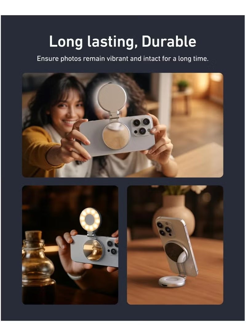 تيليسن حلقة إضاءة مغناطيسية C03 لصور السيلفي من TELESIN مع مرآة مكياج، إضاءة ناعمة، 360 درجة - Image 1
