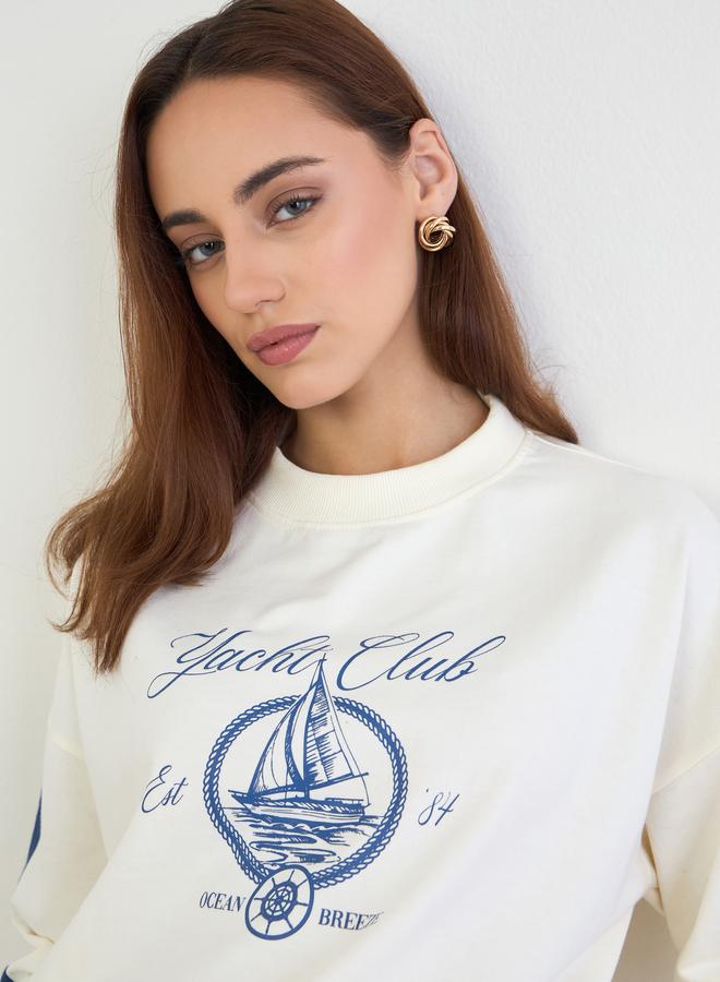 ستايلي طقم سويت شيرت واسع بطول عادي مع جوغر - Image 2