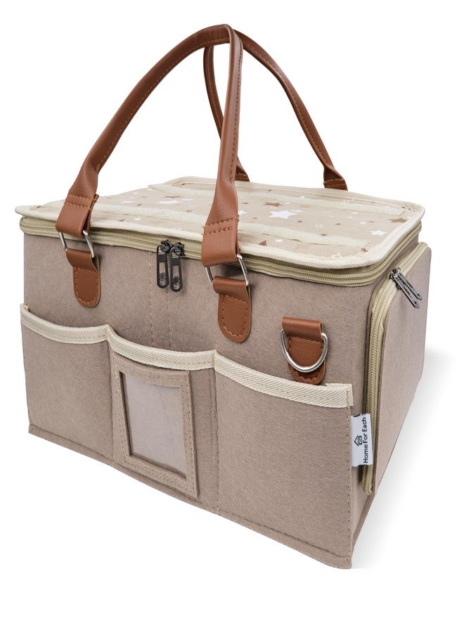 HOME FOR EACH Baby Diaper Caddy Organizer with Lid, Multiple Compartments Baby Caddy, Waterproof Diaper Tote Bag for Infants, Travel Baby Bag for Must Haves, Baby Gift Basket for Newborn Essentials - Image 1