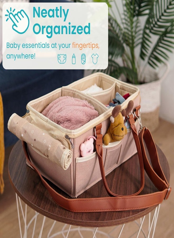 HOME FOR EACH Baby Diaper Caddy Organizer with Lid, Multiple Compartments Baby Caddy, Waterproof Diaper Tote Bag for Infants, Travel Baby Bag for Must Haves, Baby Gift Basket for Newborn Essentials - Image 4