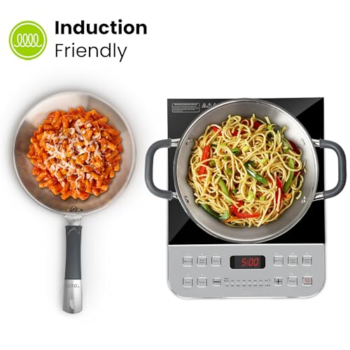 Allo Stainless Steel Triply Cookware Set | Kadai with Lid (22 Cm/3 L)+ Fry Pan (22 Cm/1.5L) | Perfect Cooking Combo for Curry/Stir-Fry/Deep-Fry/DryVeg/SautA Induction Friendly Set of 3Pcs | Nonstick - Image 5