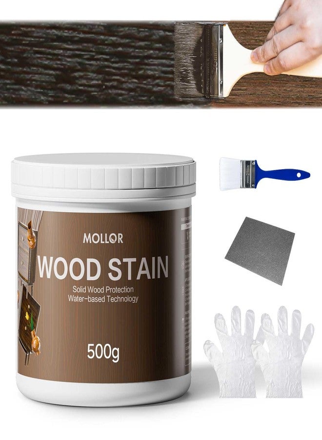 MOLLOR Water Based Wood Stain, Multi-Refined Wood Oil for Indoor and Outdoor Furniture, Quick Drying, Low Odour (16 oz, Black Walnut Paint with Tools) - Image 1