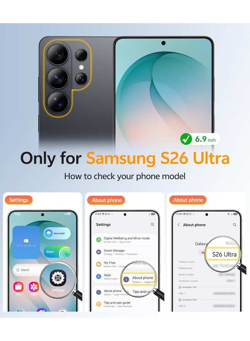 بورتوني جراب Samsung S26 Ultra فاخر ومغناطيسي (يدعم MagSafe) مصنوع من القماش والجلد، مزود بفتحة للبطاقات، ومصمم خصيصاً لهاتف Galaxy S26 Ultra (مقاس 6.9 بوصة). - Image 2