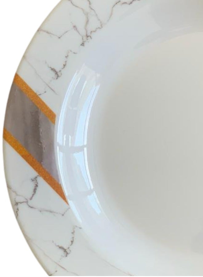 ALLKING Melamine Deep Plate 10" - Soup Plates Pasta Plates | plate with playful Classic decoration, dishwasher safe | Ideal for Soup, Deserts, Ice Cream & More | D601| Set of 6  - Image 2