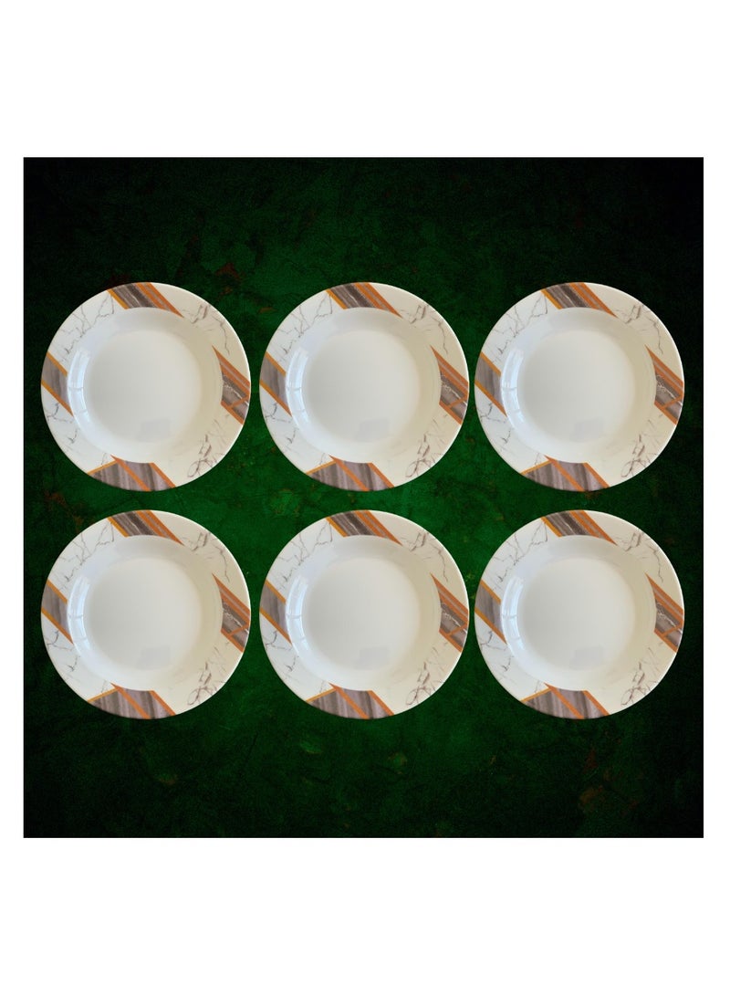ALLKING Melamine Deep Plate 10" - Soup Plates Pasta Plates | plate with playful Classic decoration, dishwasher safe | Ideal for Soup, Deserts, Ice Cream & More | D601| Set of 6  - Image 3