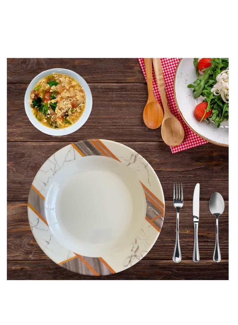 ALLKING Melamine Deep Plate 10" - Soup Plates Pasta Plates | plate with playful Classic decoration, dishwasher safe | Ideal for Soup, Deserts, Ice Cream & More | D601| Set of 6  - Image 5