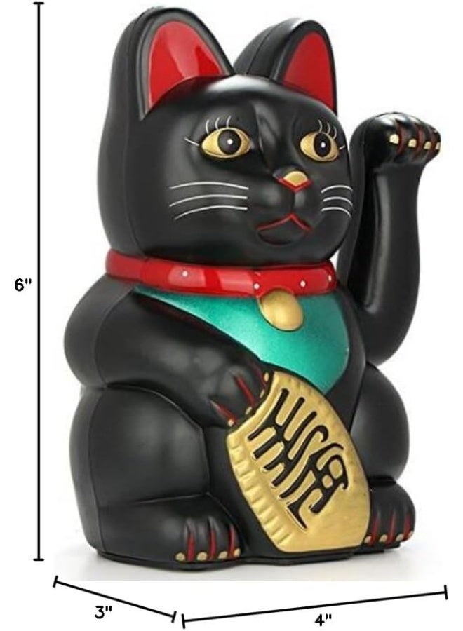 EIGRAMSET Monkey King Feng Shui Lucky Cats Lucky Beckoning Waving Wealth Cat Maneki Neko 6" Tall Black,Gold,mk9904 - Image 2