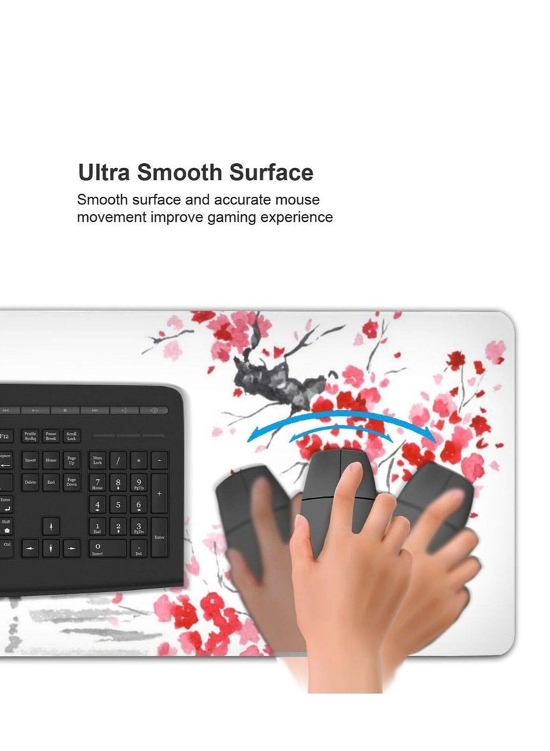 Excefore Art Gaming Mouse Pad, Gaming Mouse Pad Cherry Blossom, Stitched Edges Mousepad, Extended Large Mouse Mat Desk Pad, Long Non-Slip Rubber Base Mice Pad (31.5 x 11.8 inches) - Image 4