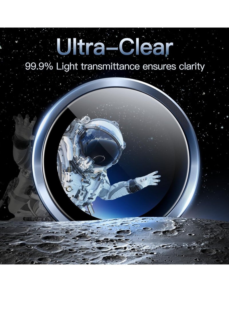 Camera Lens Protector for iPhone 15 Pro 6.1-Inch and iPhone 15 Pro Max 6.7-Inch, 9H Tempered Glass Metal Individual Ring Cover, HD Clear, 3-Pack (Blue) - Image 4