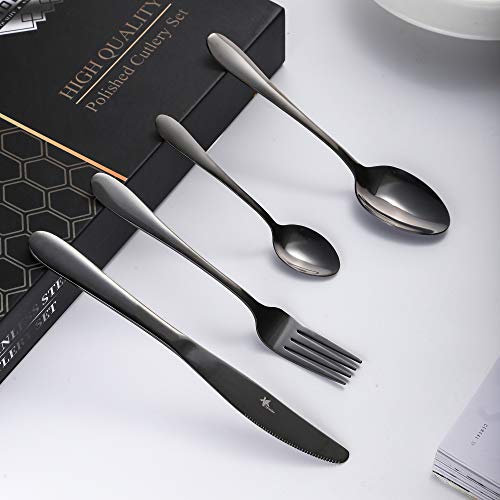 Avalon Silverware طقم أدوات المائدة أفالون 24 قطعة، مصنوع من الفولاذ المقاوم للصدأ عالي الجودة 18/10، طقم أدوات مائدة لخدمة 6 أشخاص، طقم أدوات مائدة مصقول بمرآة (فضي) - Image 3